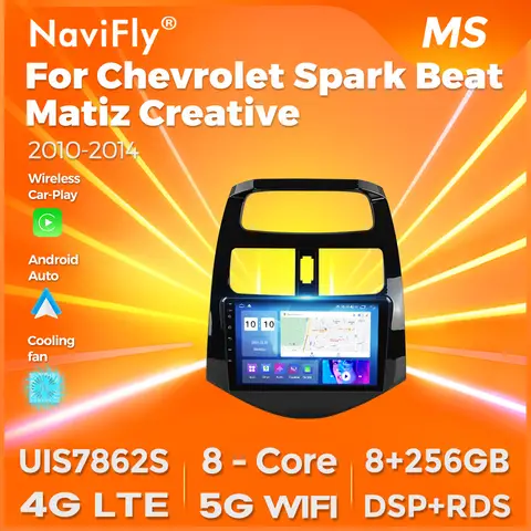 Chevrolet Spark Beat Matiz Creative 2010-2014 네비게이션 GPS 멀티미디어 비디오 플레이어 DSP RDS WIFI 용 Navifly 안드로이드 차량용 라디오