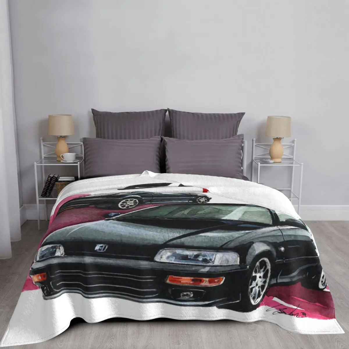 For Honda Crx Del Sol Eh6 Targa Blanket Bedspread On The Bed Plush Soft Bed Blanket King Size