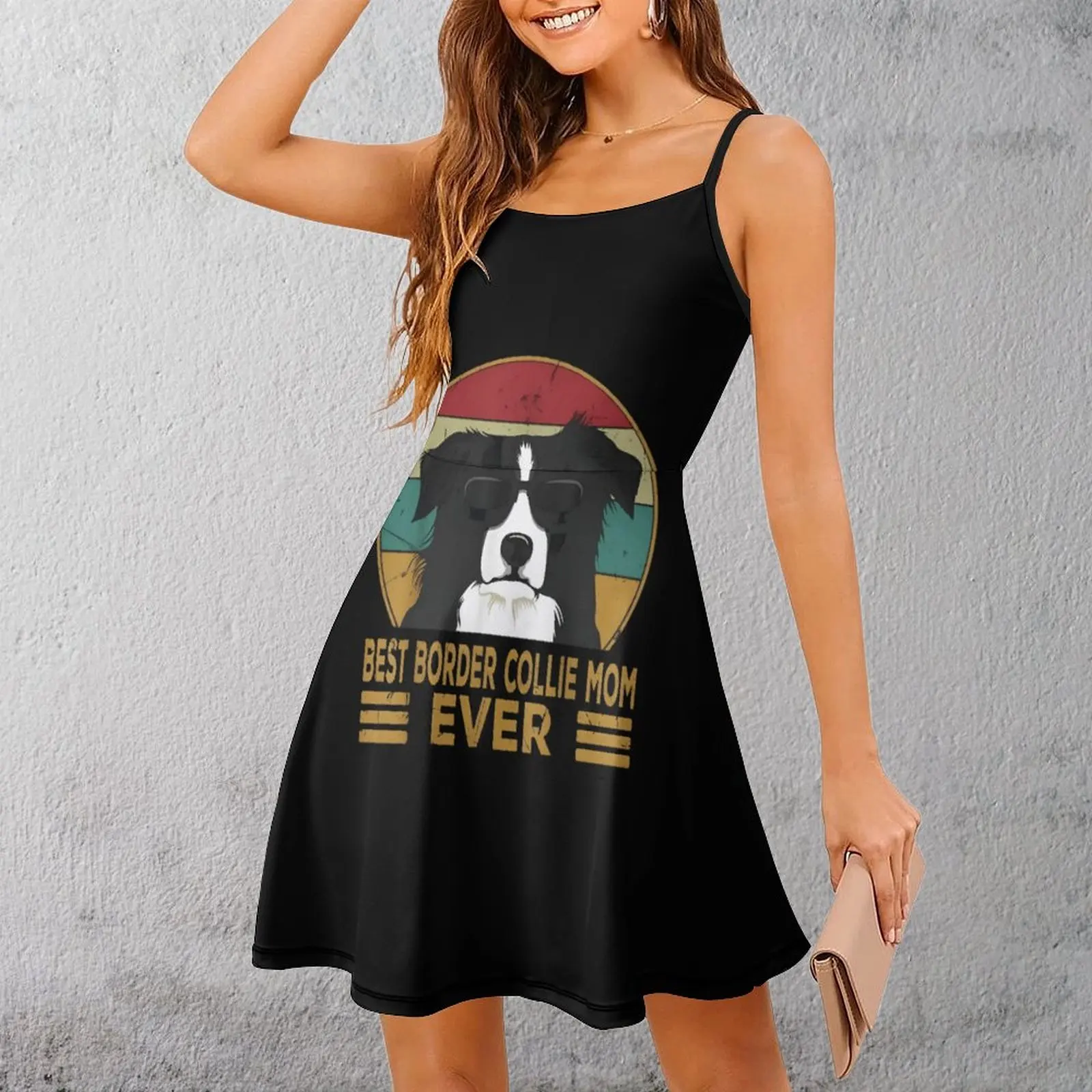 

Сексуальное лучшее платье на бретельках для мамы бордер-колли с графикой, крутое женское платье на бретельках, женская одежда, клубные платья с юмором и графикой