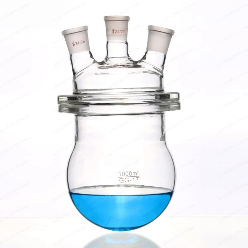 Three-Neck Glass Reactor Open Top Distillation Flask Flat Round Bottom With Flange Clamps Lab Reaction Vessel