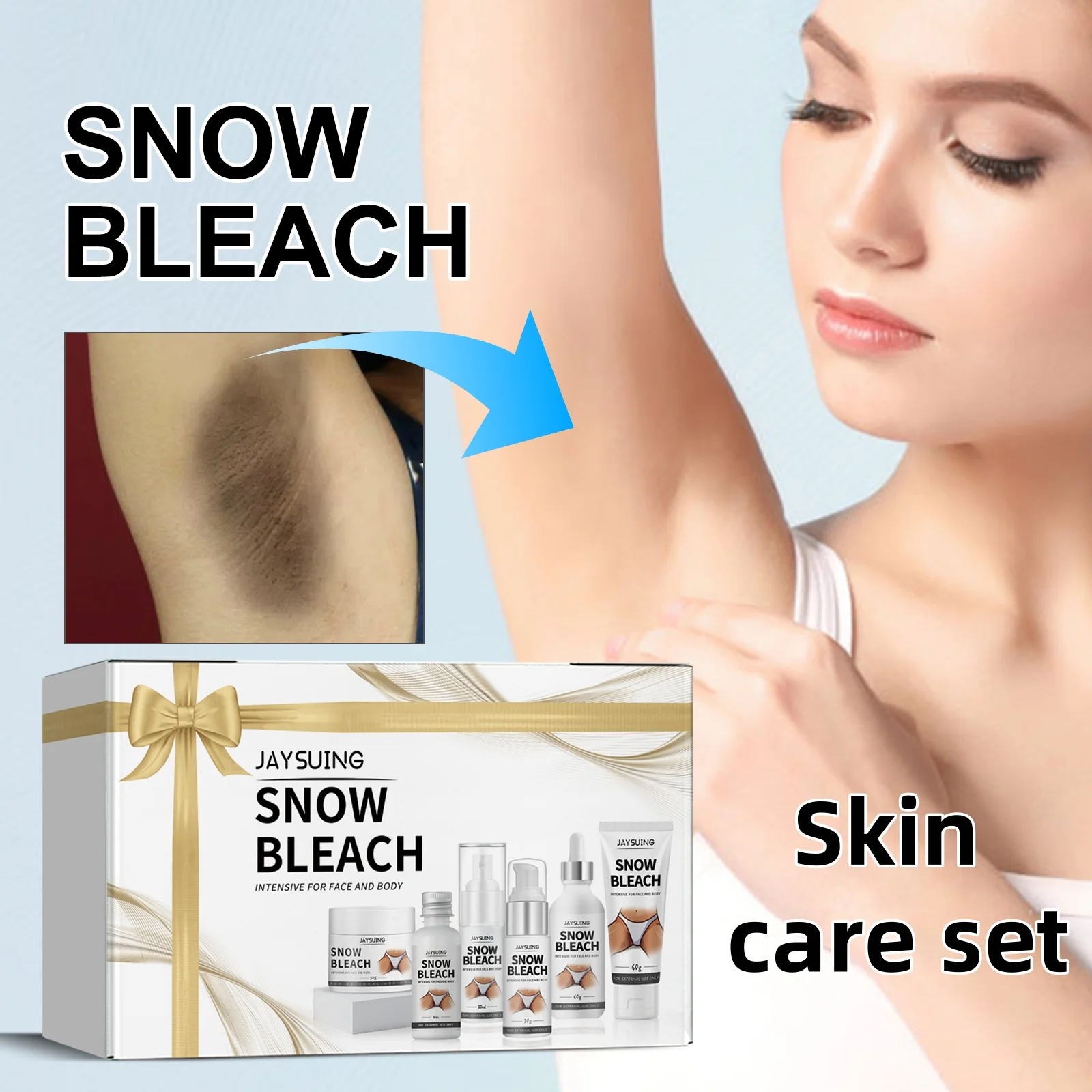 Beauty Skin Set Осветляет сустав подмышек, меланин, крем для тела, осветляет кожу, эссенция, увлажняющий спрей, набор из шести предметов