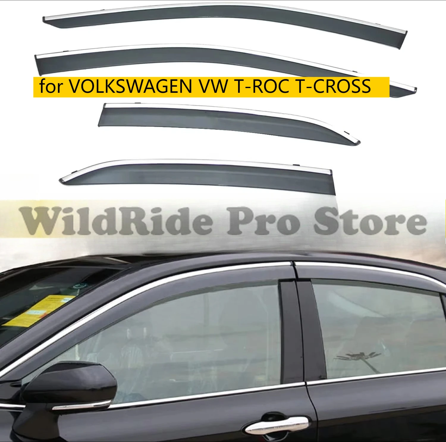 

Car Window Sun Vent Visor for VOLKSWAGEN VW T-ROC T-CROSS Injection Wind Deflectors Weather Rain Guards Side Door Guard