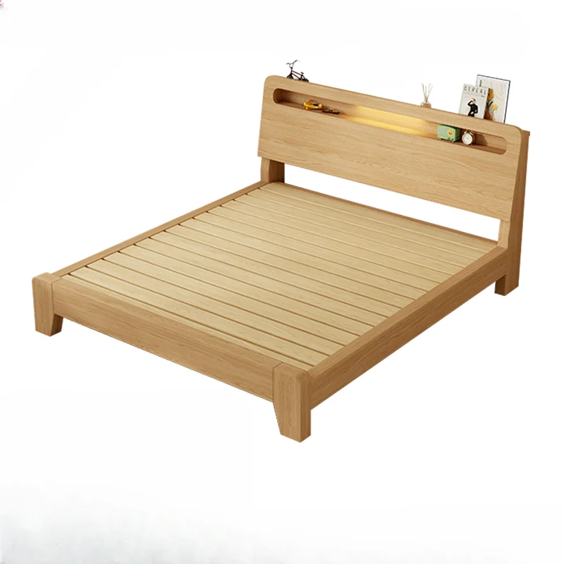 Nordic Luxury Bed Frames Wood High End King Size Low Price Double Bed Frames Headboard Lit Deux Place Furniture For Bedroom image 2