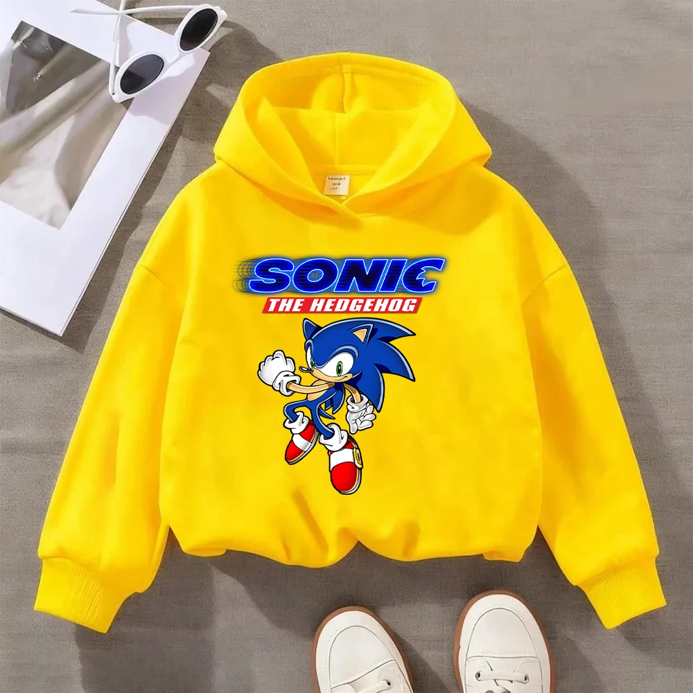 

Boys Girls Sonic The Hedgehog Kids Sweatshirt Blue Cartoon Character Lightning Print Casual Long Sleeve Pullover Top 4-12 Years