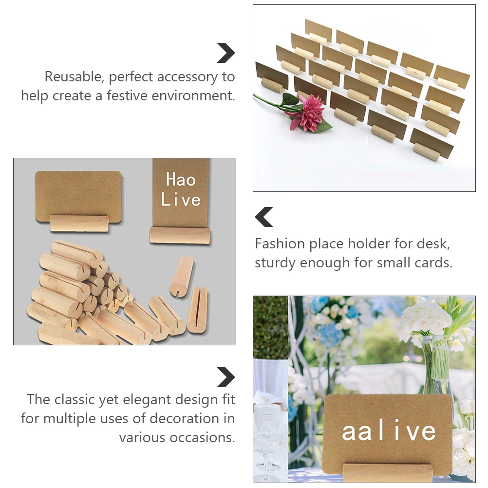 

40 Pcs Wood Memo Holder Business Card Clip Wooden Photo Holders Table Setting Home Decorations Reusable Safe