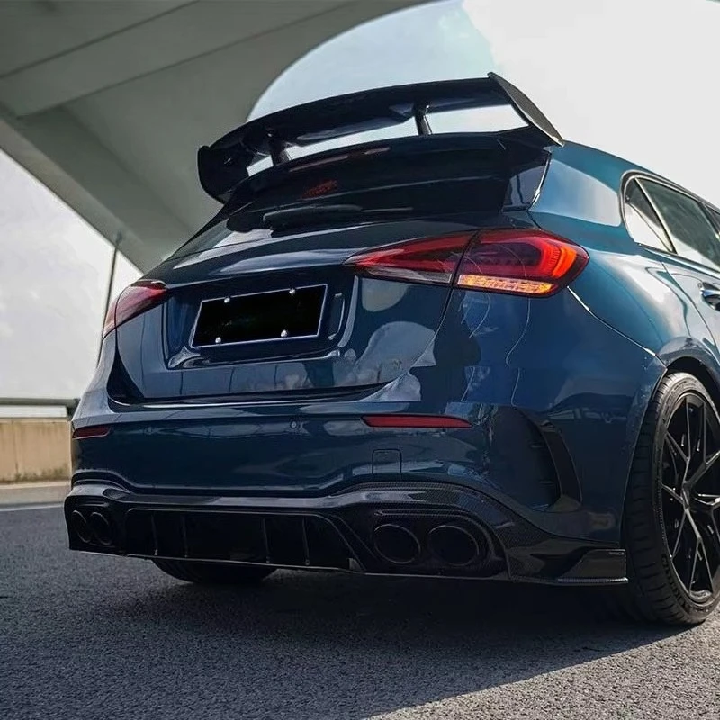 Paktechz Dry Carbon Fiber Body Kit Rear Diffuser Bumper Lip for W177 a Class Sport A35 A45s Hatchback