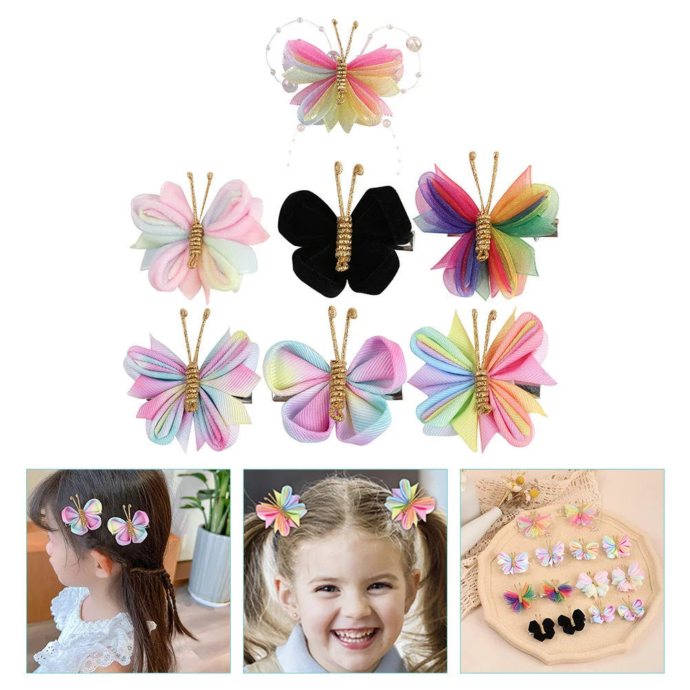

7Pcs Butterfly Hair Clips Lightweight Alloy Snap Hair Barrette Colorful Realistic Decoration for Women Girls Parties