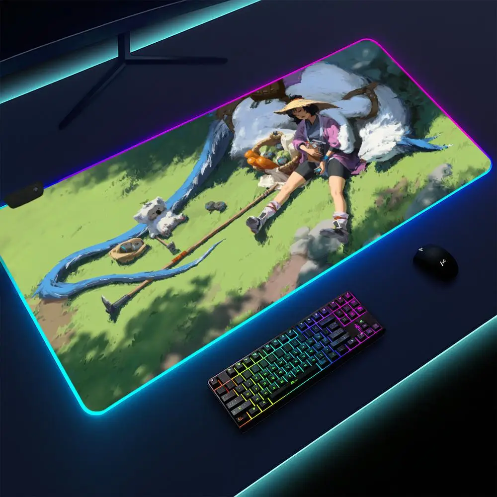 

Water Magician Illustration Mouse Pad Gaming mat, LED lighted, non-slip base, waterproof, large deskpad, soft surface