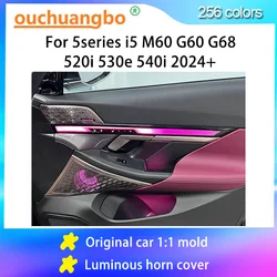 Ouchuangbo Luminous Horn Cover For 5 series i5 M60 G60 G68 520i 530e 540i G90 M5 Speaker Trim Door Interior Anbiance Lights