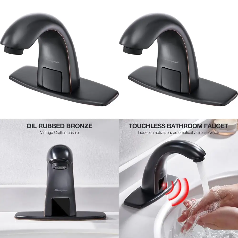 

Automatic Sensor Faucet for Touchless Bathroom Sink, Oil Rubbed Bronze with Hole Cover
