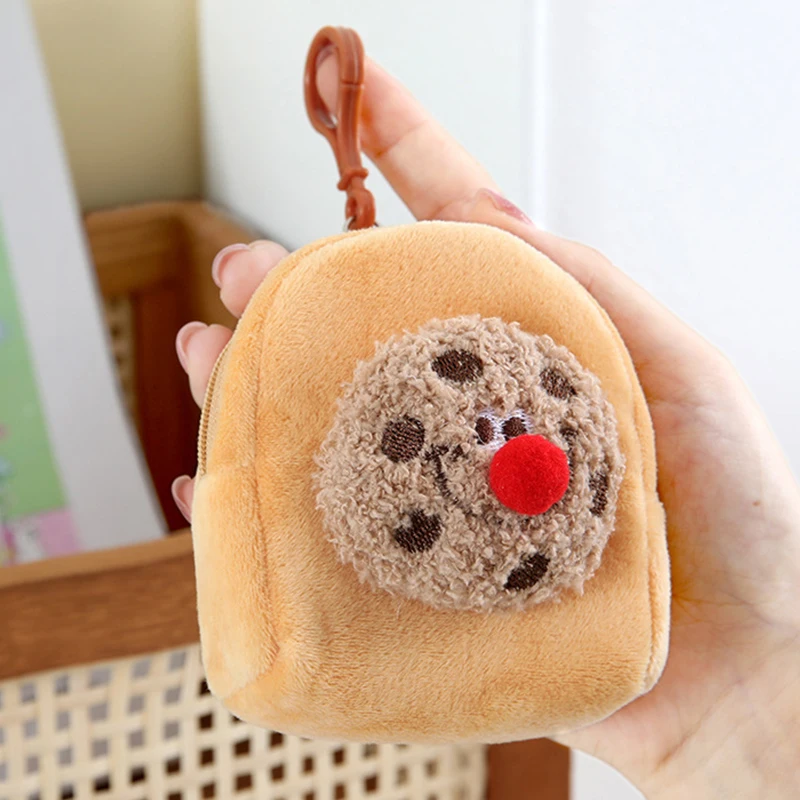 Cartoon Portable Mini Cookies Plush Wallet Keychain Pendant For Women Girls Creative Coin Storage Bag Headphone Key Bag Gifts