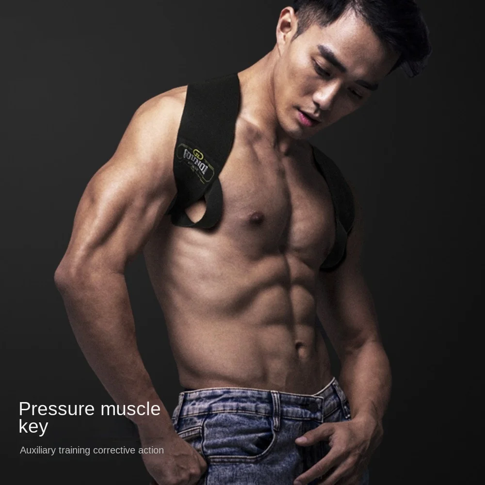 حزام كتف ثقيل للياقة البدنية قابل للتعديل، حزام تدريب كتف خلفي مستقيم، قابل للتنفس ومضاد للجملي #3