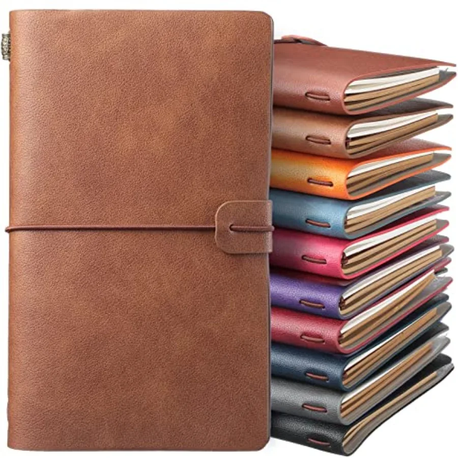 

Набор из 10 блокнотов из искусственной кожи, винтажные дорожные ежедневники, разноцветные, с возможностью замены блоков, дневники-планировщики, подарки для мужчин и женщин