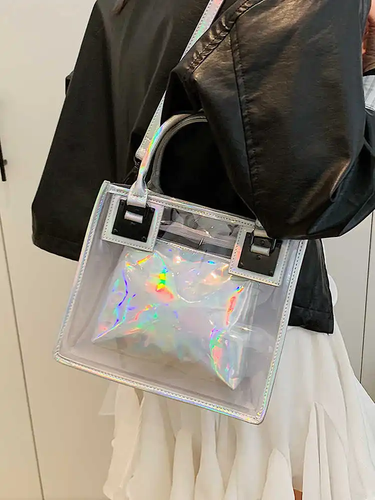 

Fashion Transparent Women's Handbags Summer New Versatile Temperament Commute Crossbody Bags High-end Small Square Bags