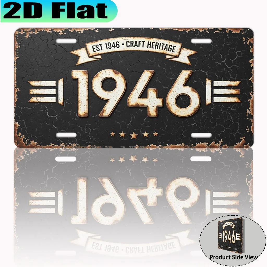 2D Flat, [2D Flat] 1pc 1946 Vintage Aluminum Sign Suitable for Decorative Use, Nostalgic Gift for History Buffs & Collectors,