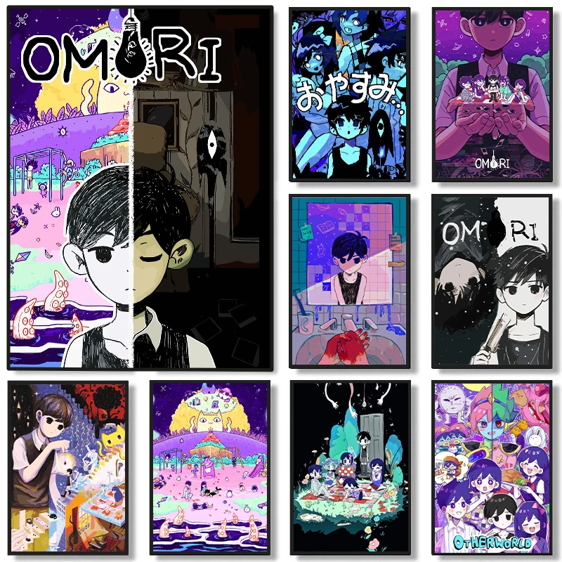 Póster clásico de Omori para videojuegos de terror, juego psicológico, lienzo impreso de dibujos animados de Anime, pintura, arte de pared, decoración del hogar para sala de juegos
