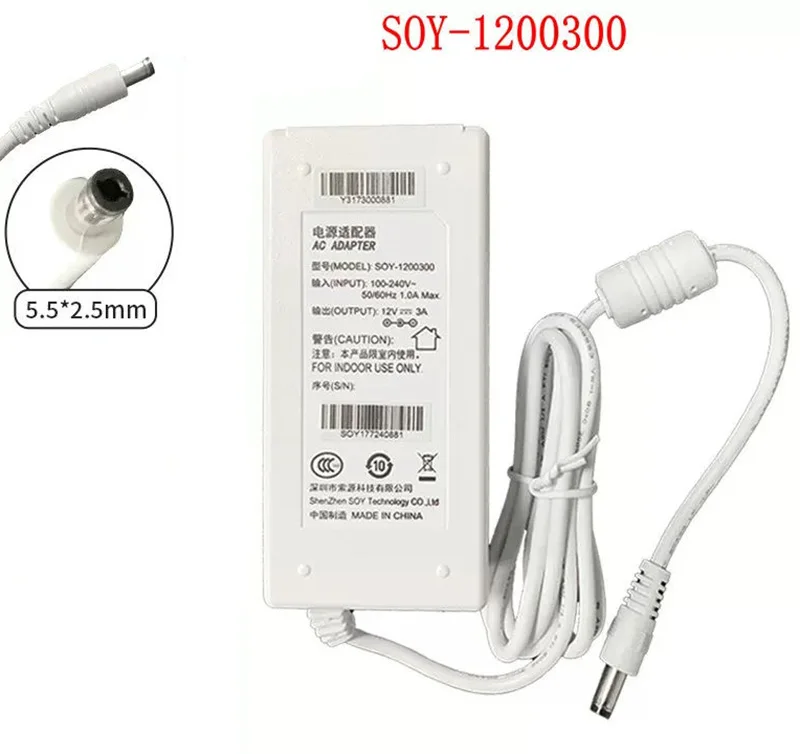 SUN/SOY-1200300 SOY 12V 3A 36W AC Adapter For Philips AOC 234CL2 229CL2 239CL2 224CL2 Power Supply Charger  ADPC1236 DA-36Q12