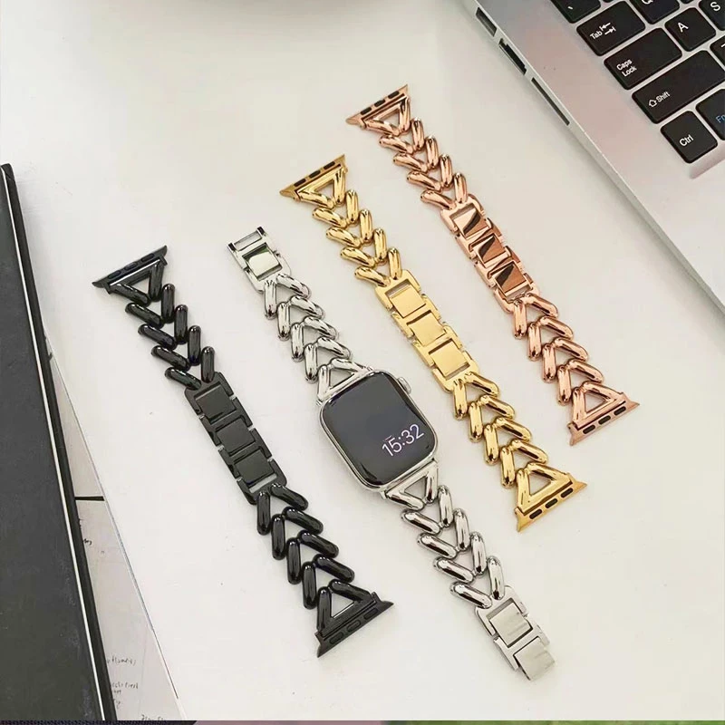 Metal Wristband For Apple Watch Ultra Band 49mm iWatch Series 8 7 6 5 SE 44mm 40mm Strap 41mm 45mm for Women Love heart Bracelet