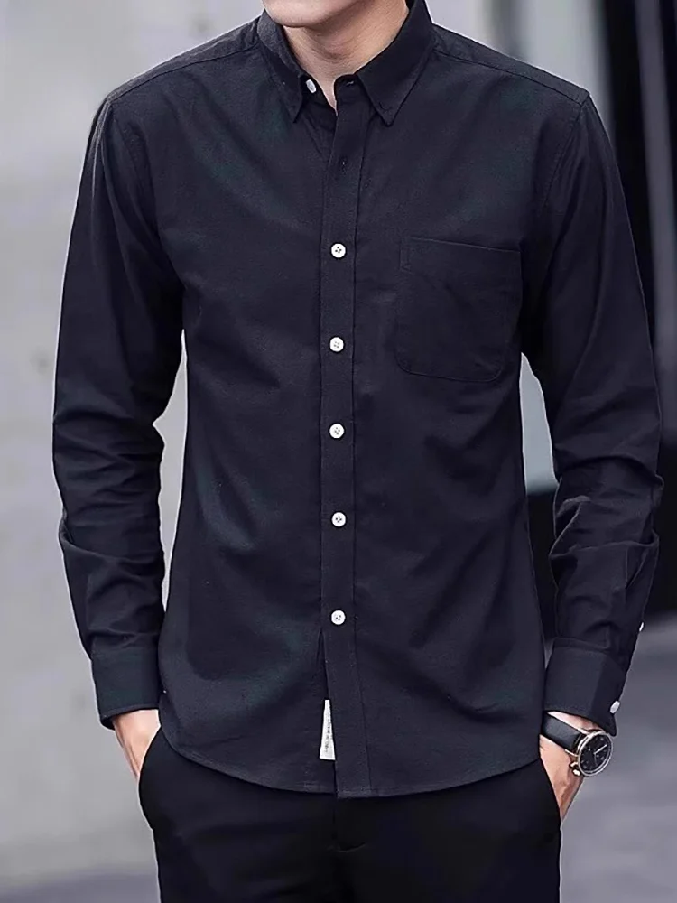 

Bla Slim Fit Casual irt Long Sve Men's Faion Busin Spring New Sle Printed Polyester Cotton Blend irt