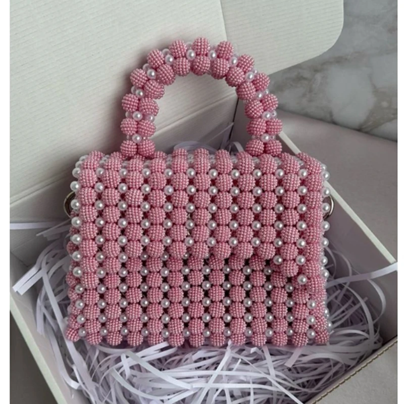 High End Party Dinner Handheld Women\'s Bag New Ins Gold Ball Yangmei Ball Beaded Handwoven Handmade Handbag Customized Colors