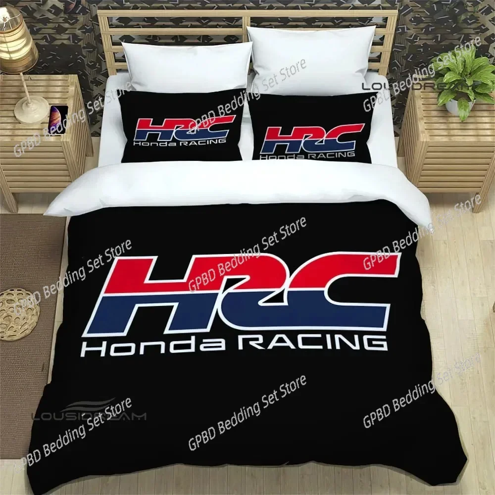 3D Print HRC-HONDA Motorcycle Logo Bedding Set,Duvet Cover Bed Set Quilt Cover Pillowcase,King Queen Twin Size Boys Girls Adults
