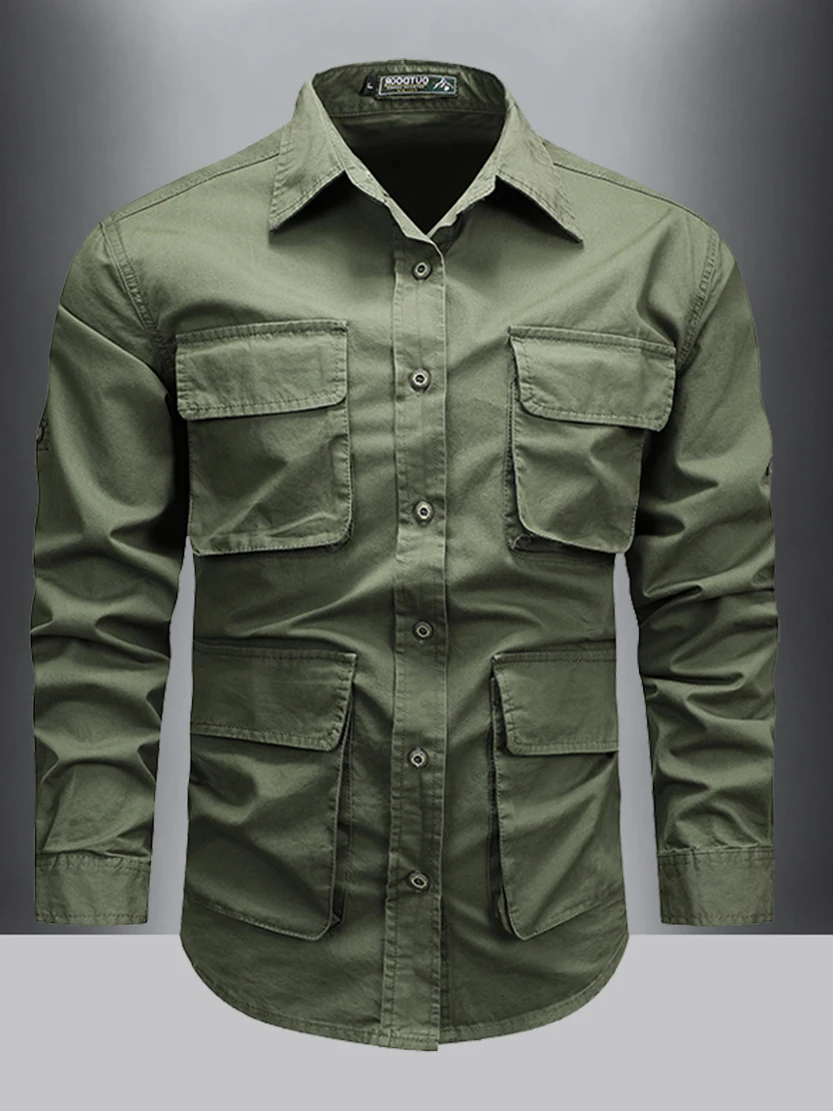 

Свободная рабочая одежда в стиле ретро American y, мужская одежда Long Sve, износостойкая многоэтажная тактическая одежда irt Faion Urban Sle