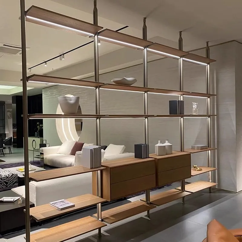 Italian minimalist light luxury designer bookshelf combination bookcase
