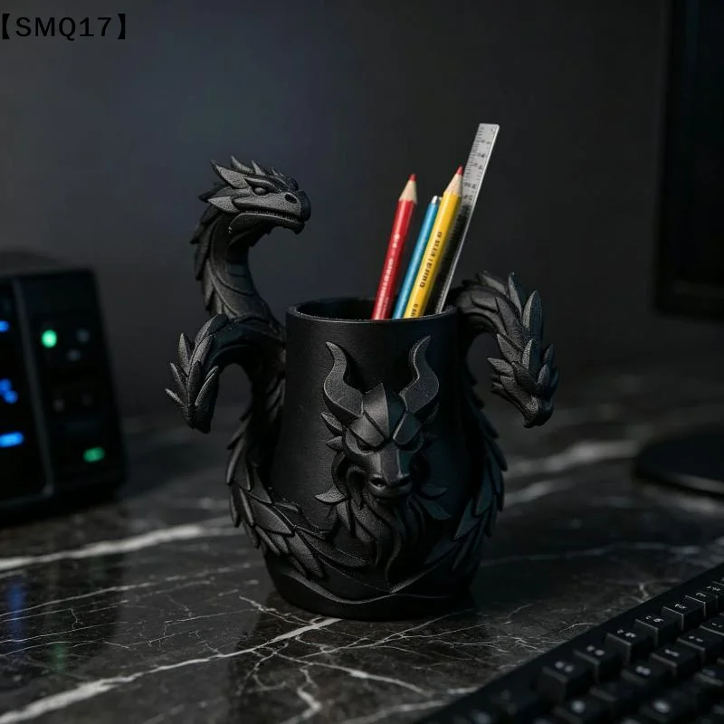 1Pcs Creative 3D Printed Dragon Pen Holder Three Headed Dragon Desktop Organizer Monster Desk Organizer Multi-Functional【SMQ】