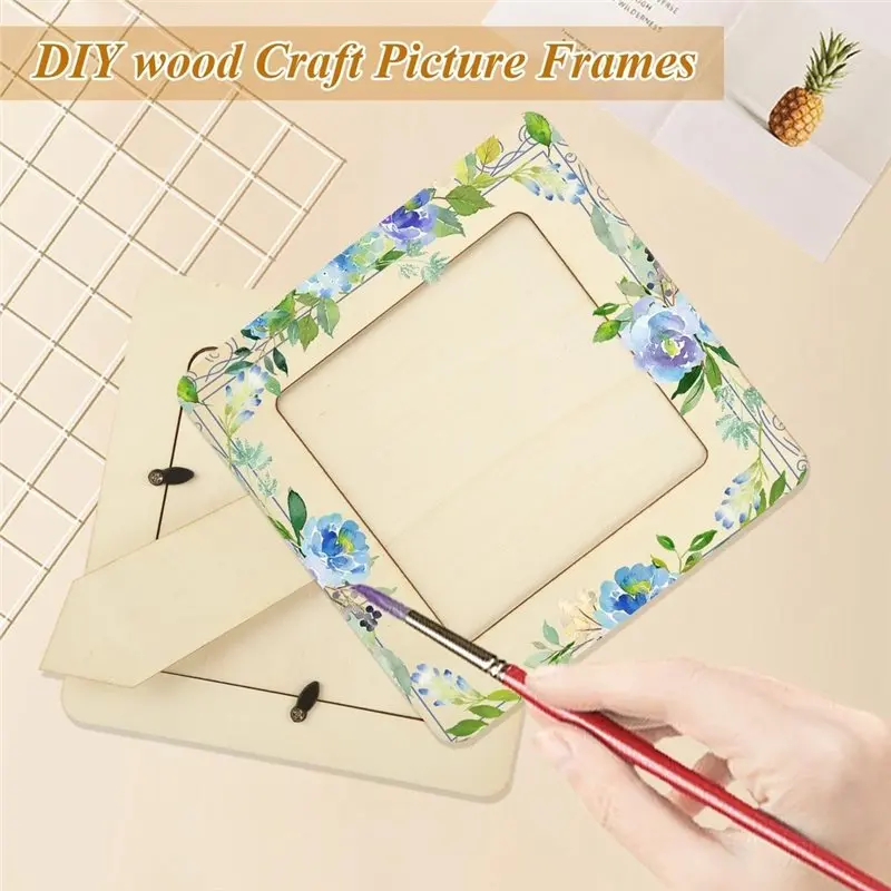 BAAR-Photo Frame Holders 30Pcs DIY Wooden For DIY Painting Unfinished Frames Custom Picture Display