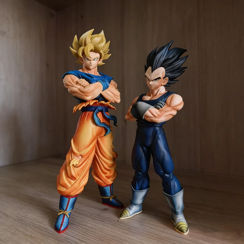 

Anime Dragon Ball Z 31cm Yj First Super Saiyan Goku 27cm Wdf Vegeta 2 Heads Crossed Arms Figure Statue Desktop Display Model Toy