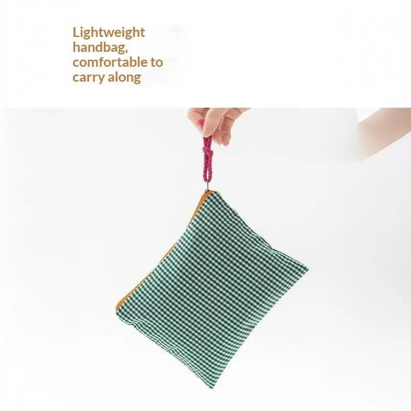 Koreanische karierte Make-up-Tasche aus Baumwolle mit großem Fassungsvermögen, Reißverschluss, Kosmetik-Aufbewahrungstasche, tragbare Reisewaschtasche für Mädchen, Geschenk – Detail 14