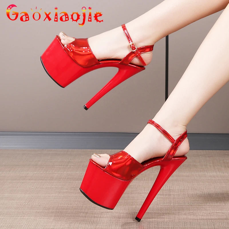 New Sexy Pole Dance Women High Heels Sandals 17cm Fashion Show Stripper Shoes Party Pumps Women Platform Heels Red Wedding Shoes