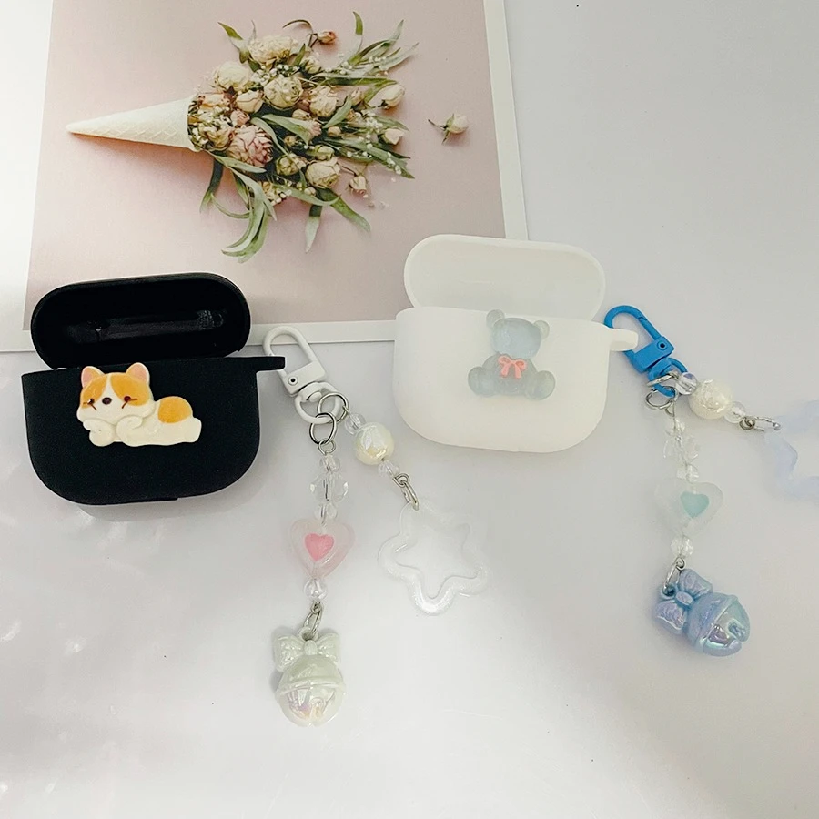 cute dog Earphone Cover For SoundPEATS Air5 PRO /Q3pro H3/Clip1 /C30/Clear Dot /Life Silicone Case for SoundPEATS T3 PRO case