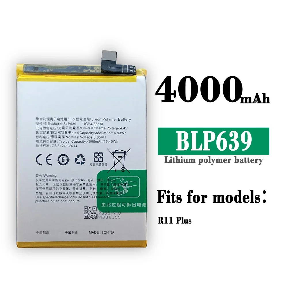 BLP639  Replacement Battery For Oppo R11 Plus BLP 639 4000mAh High Quality Mobile Phone Built-in Lithium Latest Batteries