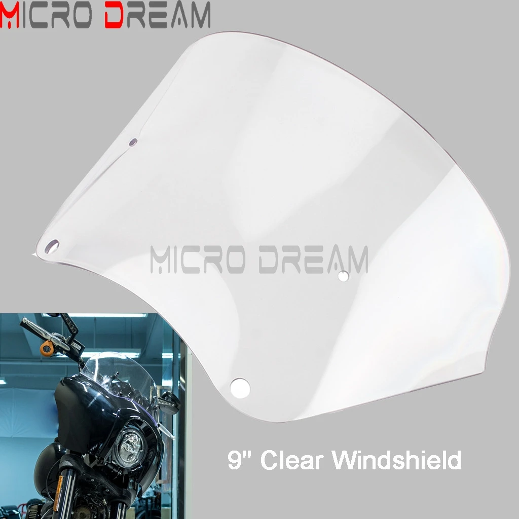 

9 Inches Motorcycle Clear Windscreen Windshield Covers Wind Deflector‌ For 1999-2005 Harley Dyna 1987-1999 FXR 2006-2017 HD DYNA