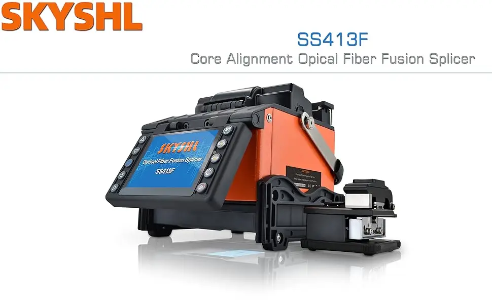 SKYSHL Fusion Splicer with 8PCS Electrodes Auto Focus Core Alignment Optical Fiber Splicing Welding Machine-SS413F-411