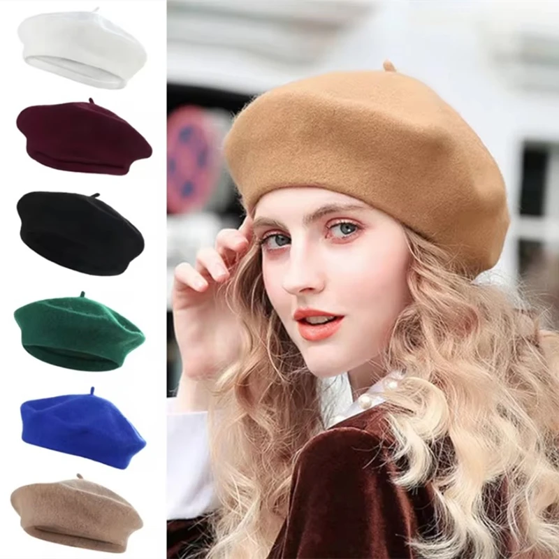 Damen Herbst Winter Warme Baskenmütze Mädchen Französisch Maler Baskenmützen Künstler Hut Kappe für Frauen