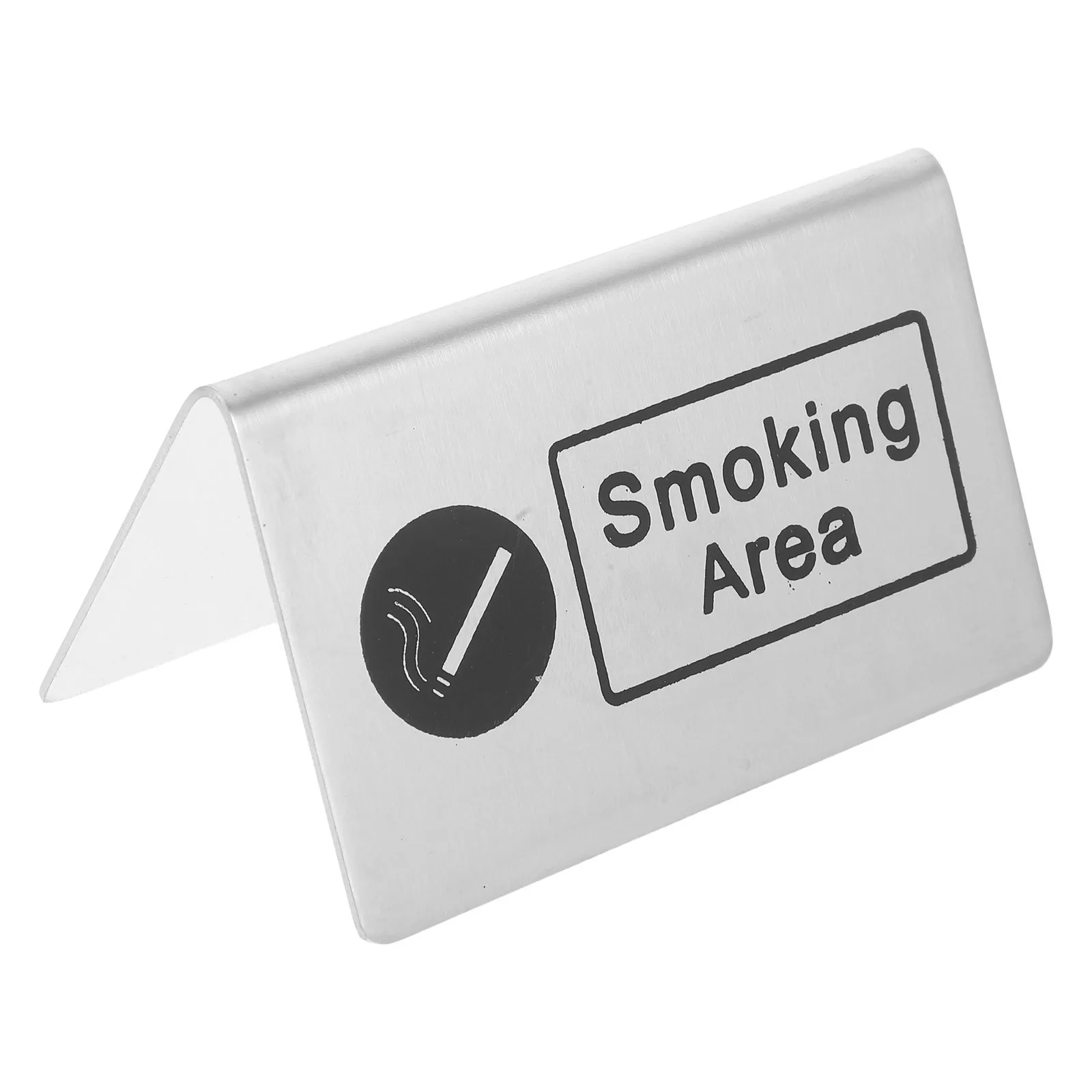 Double-Sided Stainless Steel Smoking Area Signboard Reliable Table Tent Sign for Designated Smoking Zones Restaurants Hotels