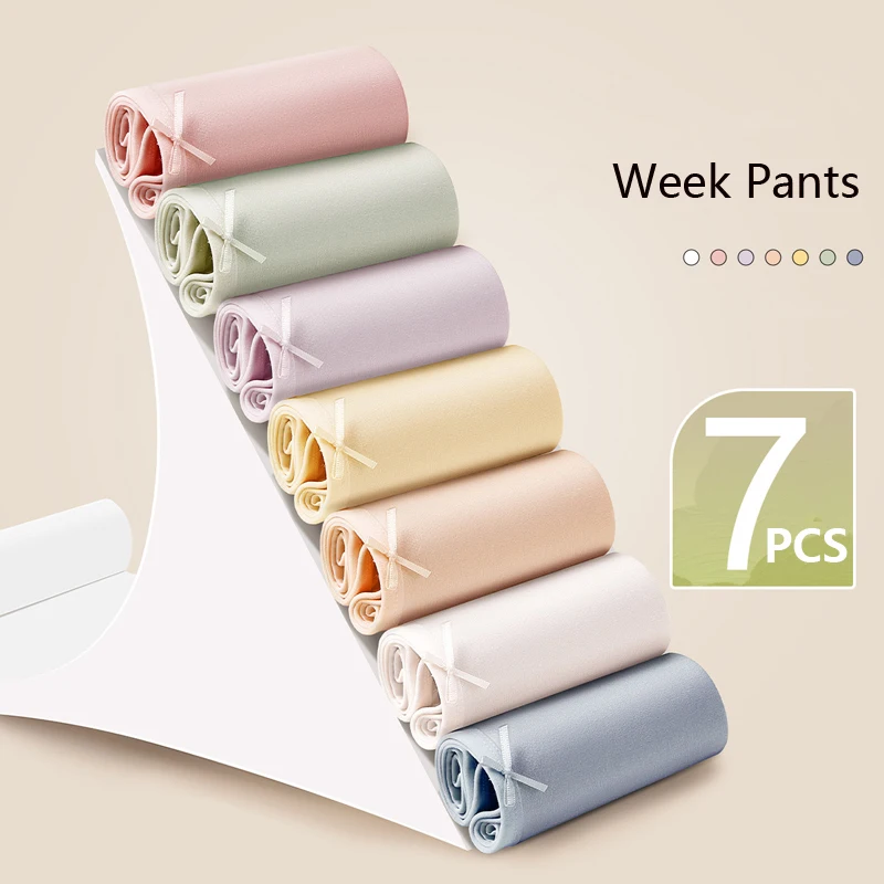 7Pcs Women Panties Breathable Cotton Underwear Girls Briefs Solid Panty Soft Underpants Seamless Sexy Low Waist Female Lingerie