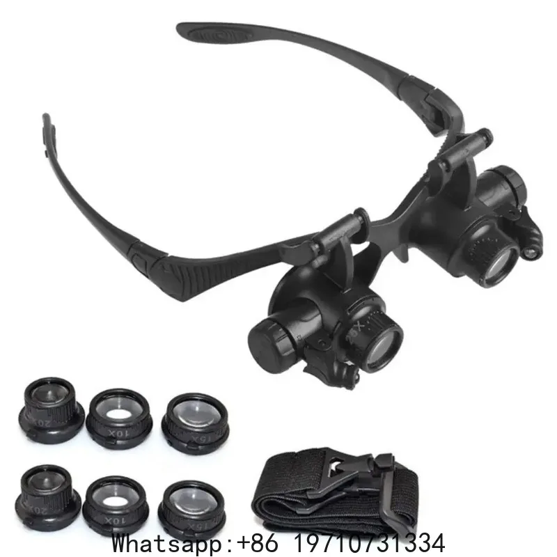 

10X 15X 20X 25X Magnifier LED Light Magnifying Glasses Set Jewelry Watchmaker Headband Optical Lens Magnifying Glass Loupe Lupa