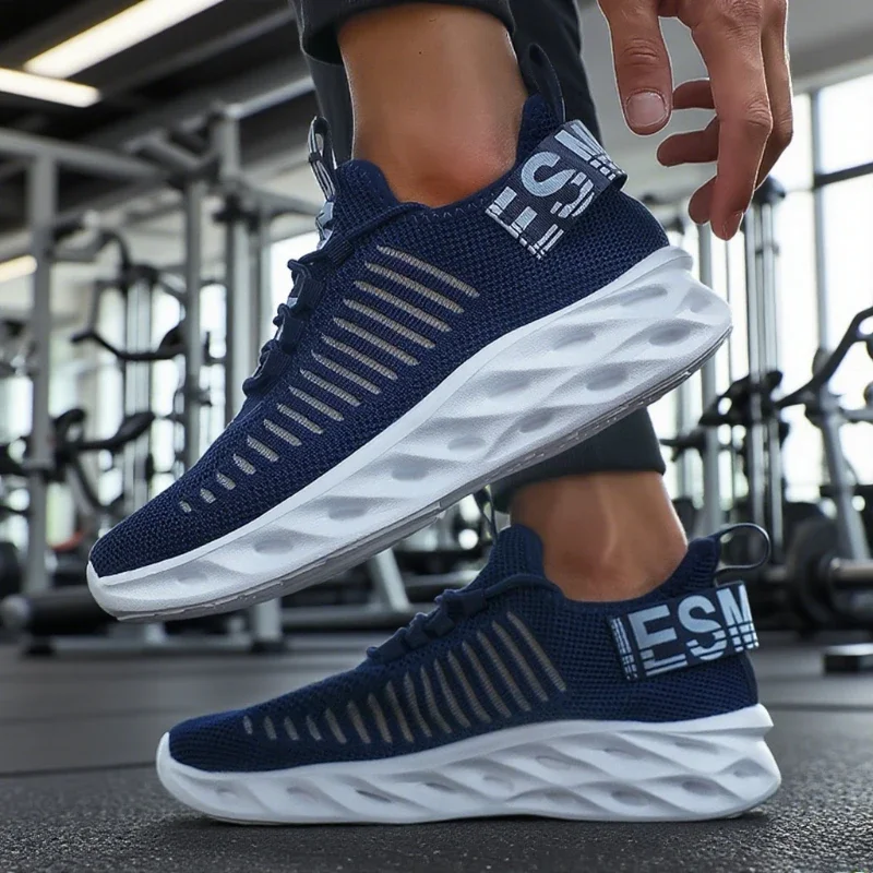 

Fashion Sneakers for Men Luxury Brand Mesh Breathable Lightweight Sports Shoes New Non Slip Lace Up Casual Fitness Running Shoes
