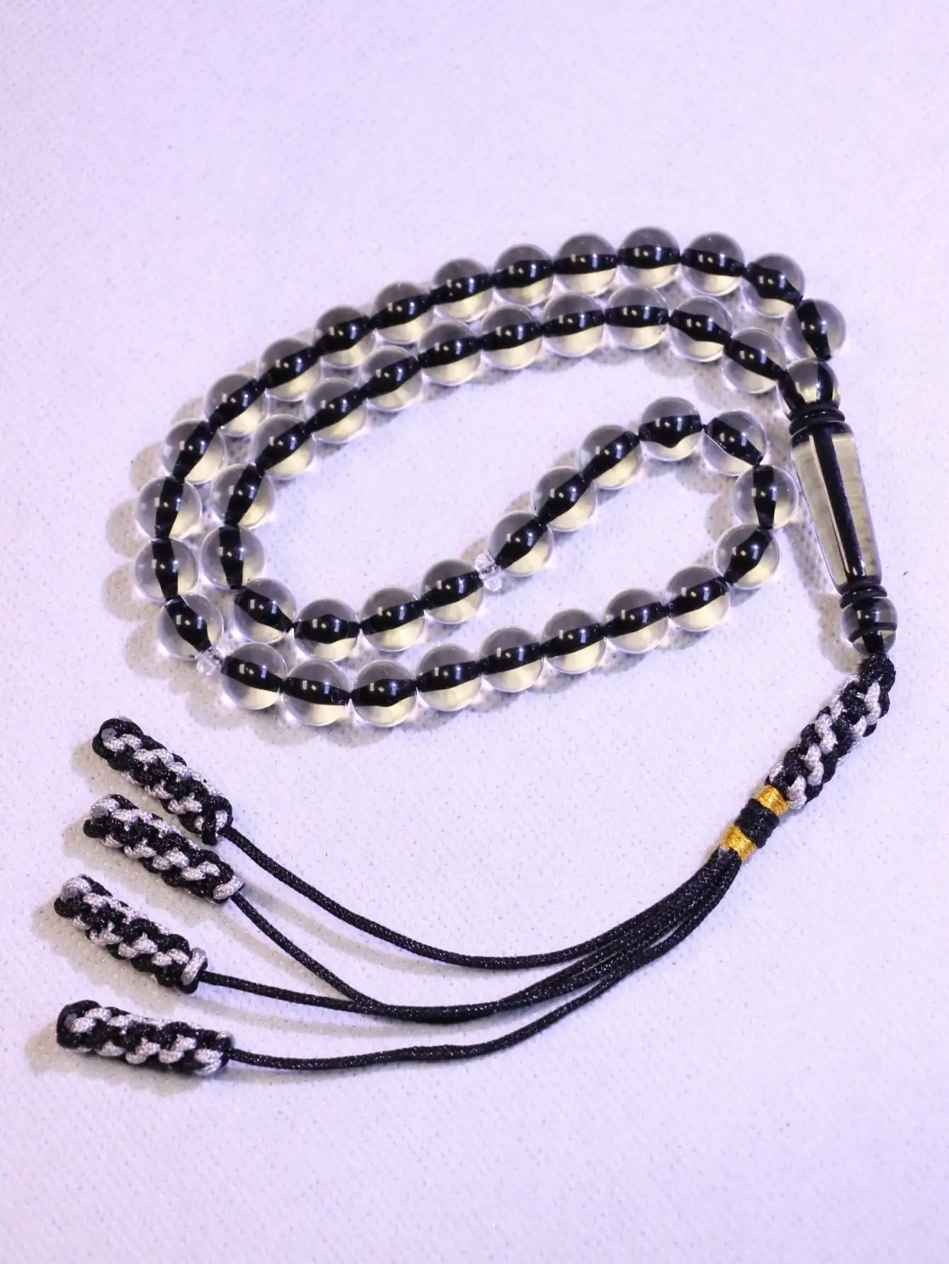 1PC Black 45Pcs 10mm Tassel Pendant Islamic Prayer Beads Resin Hand-Woven Muslim Tasbih Ideal for Eid al-Fitr Ramadan Eid al-Adh