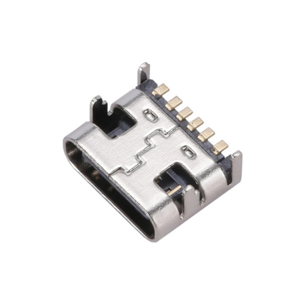 6 Pin SMT Socket Connector Micro USB Type C 3.1 Female Placement SMD DIP For PCB Design DIY High Current Charging