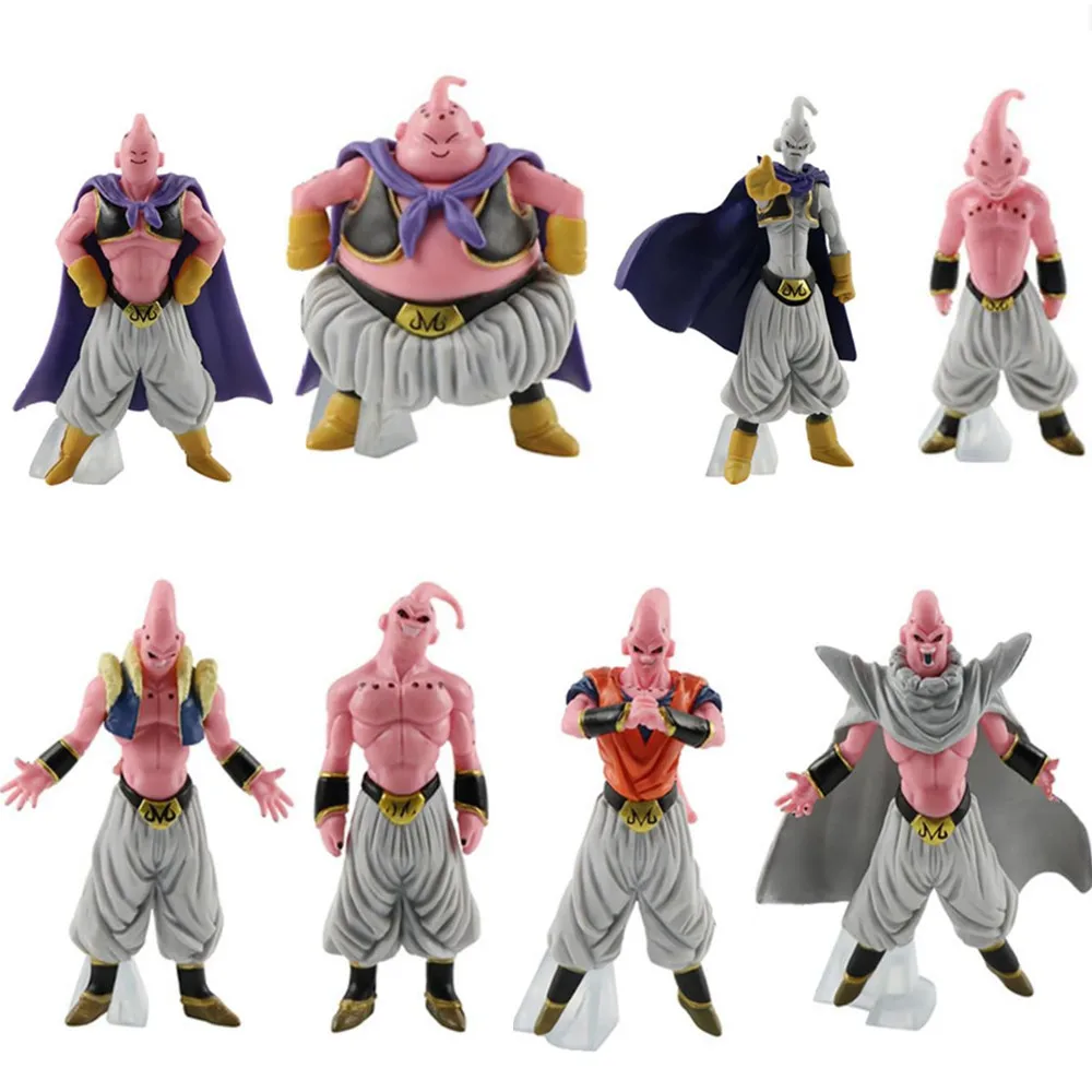 Figuras de acción de Dragon Ball Z, 1 piezas, Fat Majin Buu, ocho tipos de forma evolutiva, modelo de PVC delgado y malvado, juguete de colección, regalo para niños