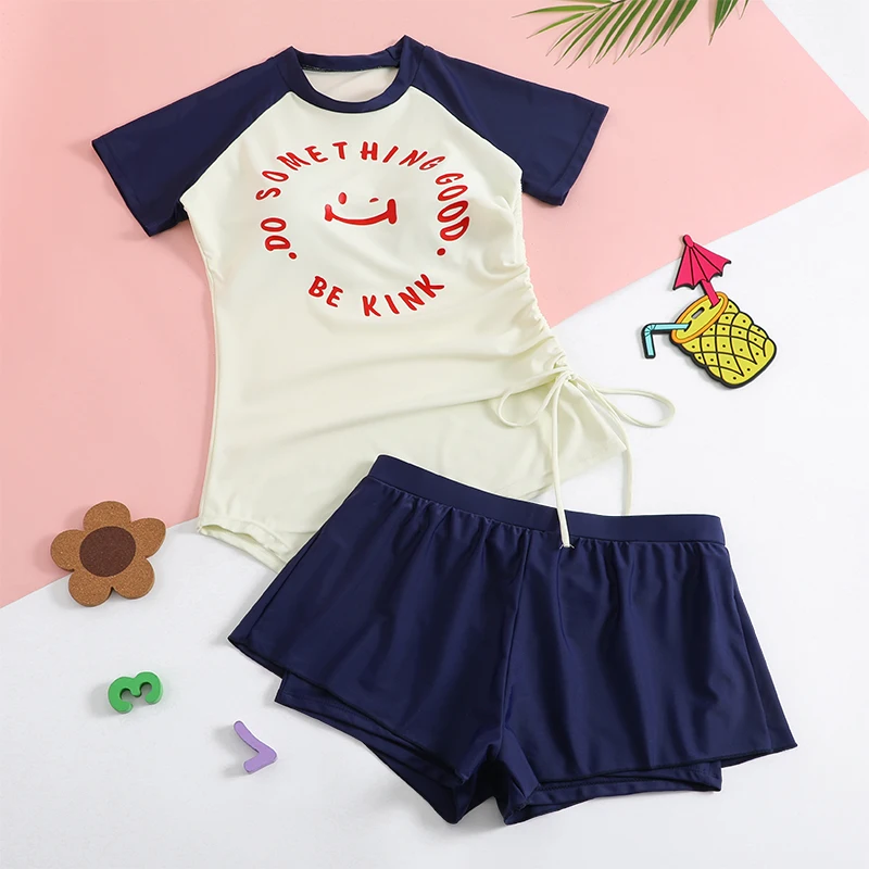 The new Korean summer split skirt is cute for big children and girls in small fresh swimsuits and beach sunscreen swimsuits