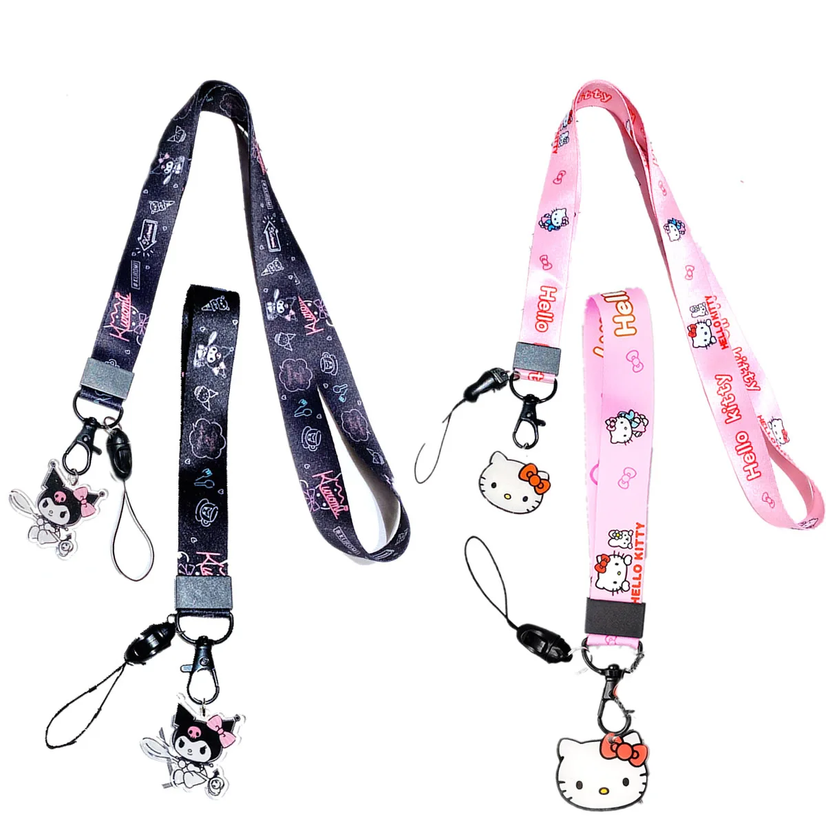 Sanrio Kuromi Pendant Lanyard For Key ID Card Cartoon Gym Badge Holder Neck Strap Hang Rope Lariat For Mobile Iphone Hello Kitty