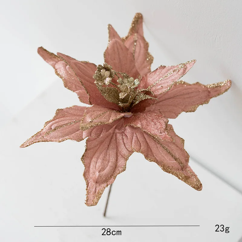 

Festive Arrangement Flower Accessory Accessory Light Golden Artificial Christmas Flowers 28cm Length Lifelike Flower Appearance