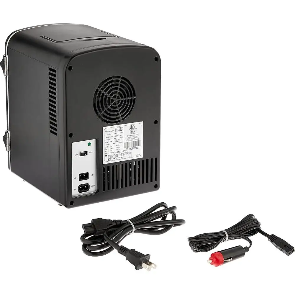 Mini Retro Beverage Refrigerator 6 Cans Compact Countertop Drink Cooler Energy Efficient Freezerless Portable Black