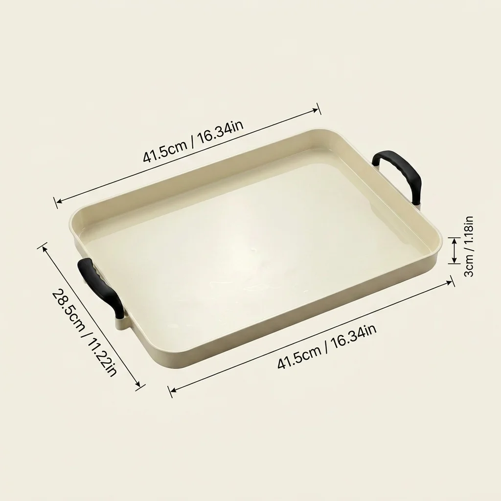 Doorzichtige plastic serveerschaal met handgrepen, stapelbaar, keukenorganizer, voor eten, ontbijt, koffie, thee, decoratieve opbergschalen voor de kaptafel.