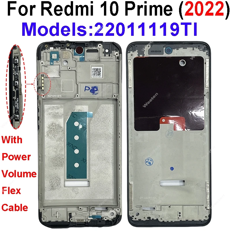 LCD Middle Frame For Xiaomi Redmi 10 11 Prime Plus 4G 5G 2022 LCD Front Housing Middle Frame Bezel Chassis Shell Repair Parts